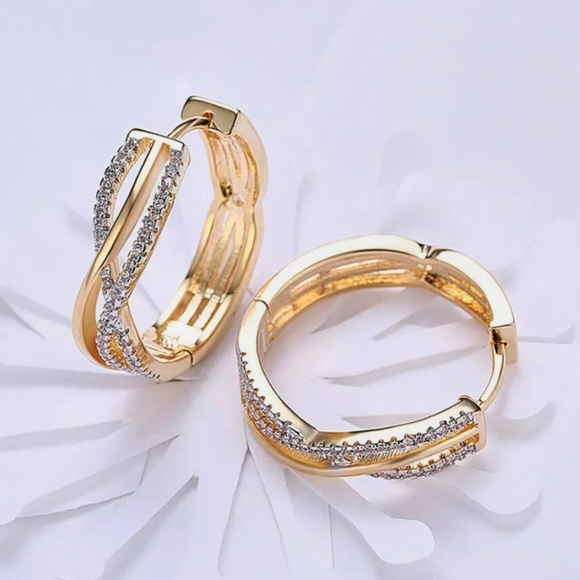 18k GOLD SILVER HOOP EARRINGS >NEW< $110 retail - Picture 2 of 5